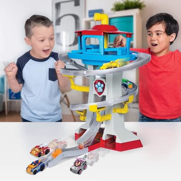 PAW PATROL - Huvudkontor med 2 True Metal Vehicles Chase och Marcus - Barnleksak från 3 år och uppåt
