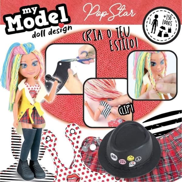 EDUCA byggbar ledad docka - My Model Doll Design Pop Star - Röd - För tjejer från 8 år och uppåt