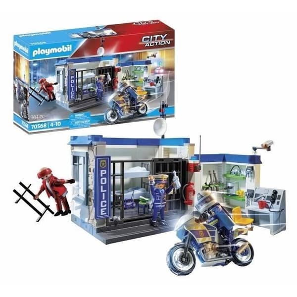 PLAYMOBIL 70568 Polisstation och inbrottstjuv, City Action the Policemen, För barn från 4 år och uppåt