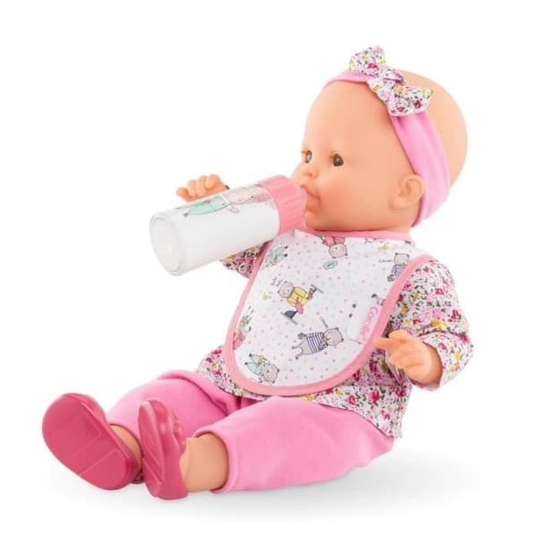 Magic Bib &amp; Bottle Set för Corolle Baby Doll 36-42cm - Rosa