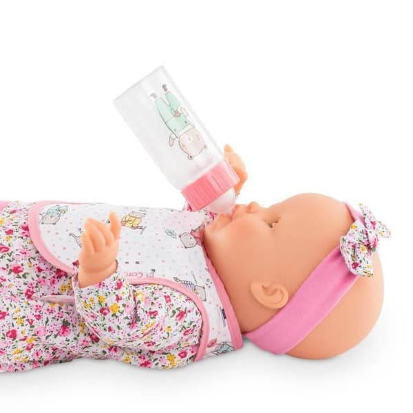 Magic Bib &amp; Bottle Set för Corolle Baby Doll 36-42cm - Rosa