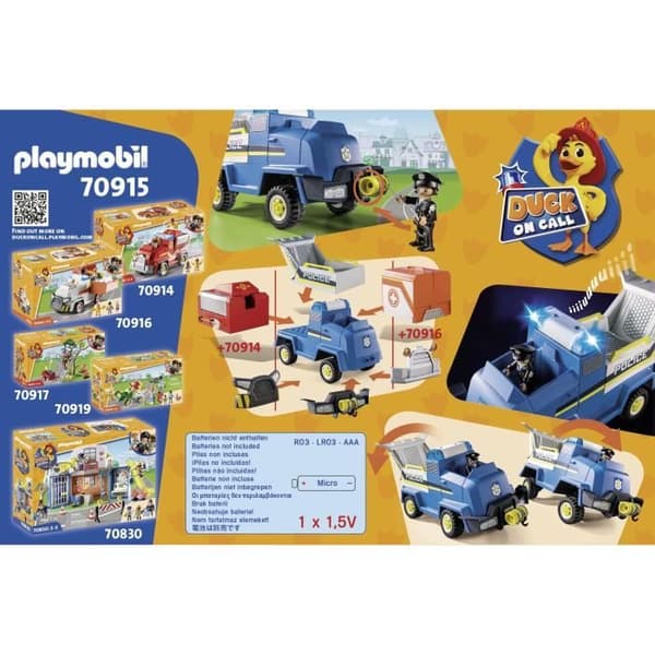 PLAYMOBIL - 70915 - DUCK ON CALL - Polisfordon - Med 2 karaktärer och 1 minipolisbil