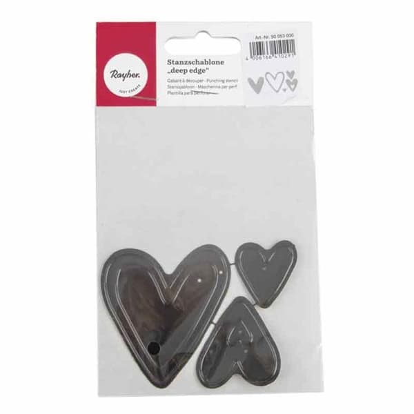 Die-cut kit "deep edge": "Hjärtan", 1,1-5,5 x 1,2-6cm, tab-bag 3st