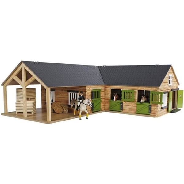 Miniatyrträstall för hästar - Kids Globe - Miniatyruniversum - 4 förvaringslådor - skala 1:24