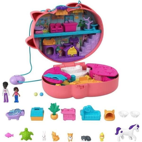 Polly Pocket-Förpackning Väska Katt Kram-Shani HGT16