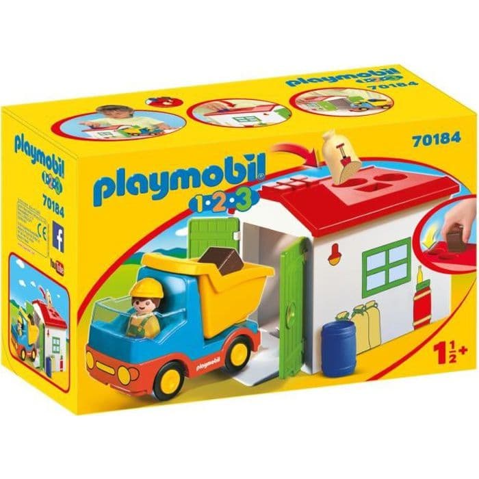 PLAYMOBIL - 70184 - PLAYMOBIL 1.2.3 - Arbetare med lastbil och garage