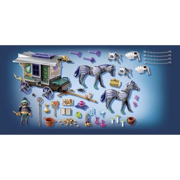 PLAYMOBIL - 70903 - Novelmore - Köpman och vagn med hemligt gömställe och dold kanon på taket