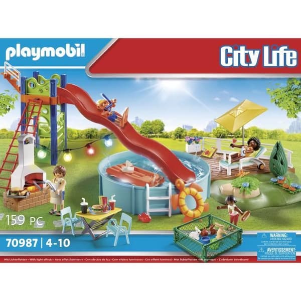 PLAYMOBIL - 70987 - City Life - Relaxationsområde med pool - 159 delar - Röd - Blandat