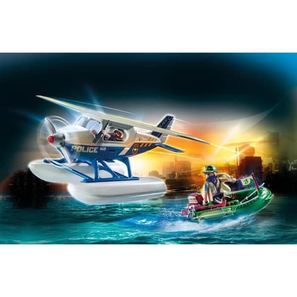 PLAYMOBIL - 70779 - Polis sjöflygplan och bandit - Blå - Playmobil City Action - 33 stycken