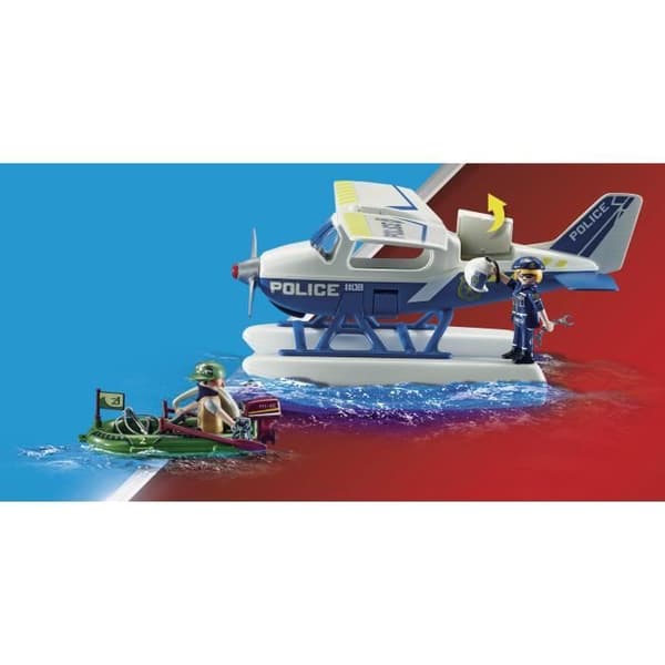 PLAYMOBIL - 70779 - Polis sjöflygplan och bandit - Blå - Playmobil City Action - 33 stycken