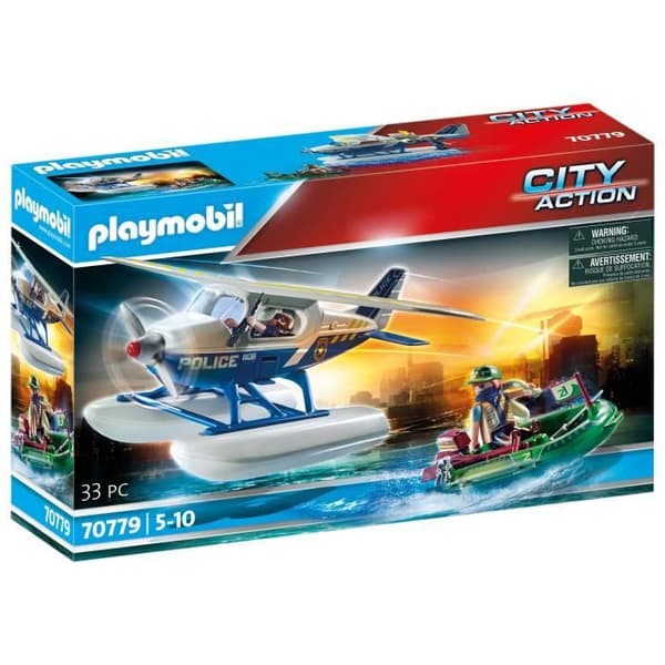 PLAYMOBIL - 70779 - Polis sjöflygplan och bandit - Blå - Playmobil City Action - 33 stycken