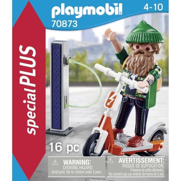 PLAYMOBIL - 70873 - Hipster med elscooter - Blå - 16 delar - Malta - 4 år och uppåt