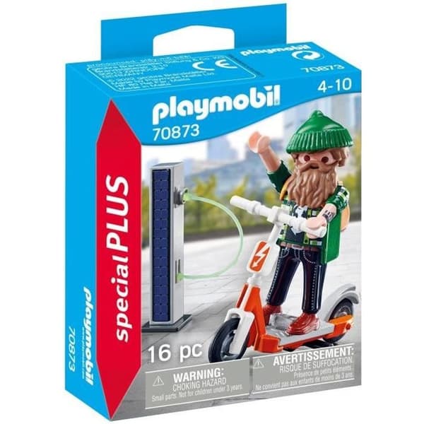 PLAYMOBIL - 70873 - Hipster med elscooter - Blå - 16 delar - Malta - 4 år och uppåt