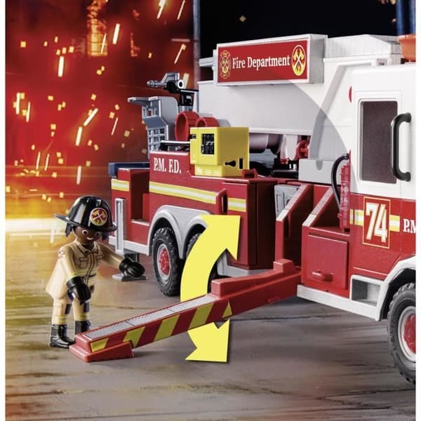 PLAYMOBIL 70935 Brandbil med stege, City Action, Brandmän, 113 stycken, 5 år och uppåt