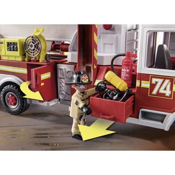 PLAYMOBIL 70935 Brandbil med stege, City Action, Brandmän, 113 stycken, 5 år och uppåt