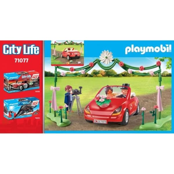 PLAYMOBIL 71077 Brudpar med fotograf och bil, City Life, Bröllopshändelse, Från 4 år