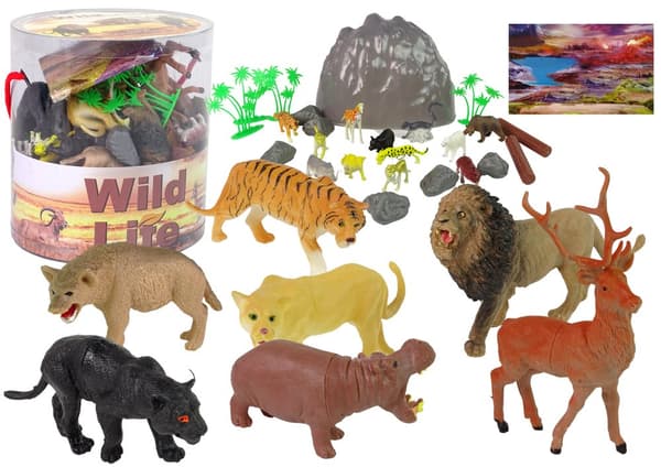 Large Figure Set Wild Animals Safari + Accessories 34 Elements