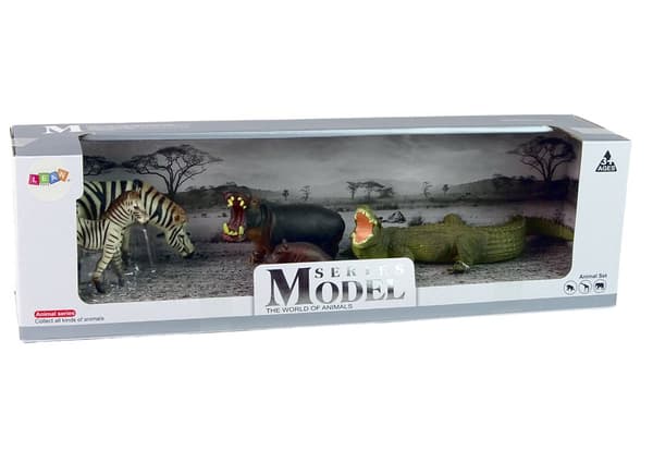 Africa Wild Animals Hippo Zebra Figurine Set