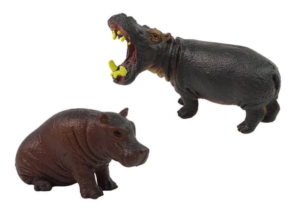 Africa Wild Animals Hippo Zebra Figurine Set