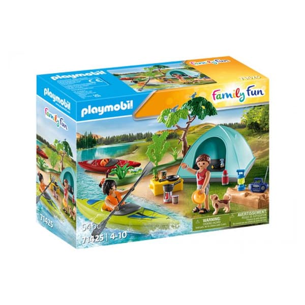 PLAYMOBIL 71425 Familj och tält - Innehåller 3 karaktärer, 3 cyklar och många tillbehör. - World of Camping