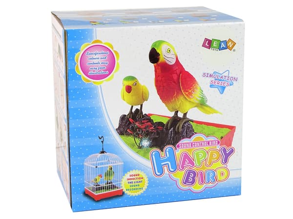 Colorful parrot with a cage