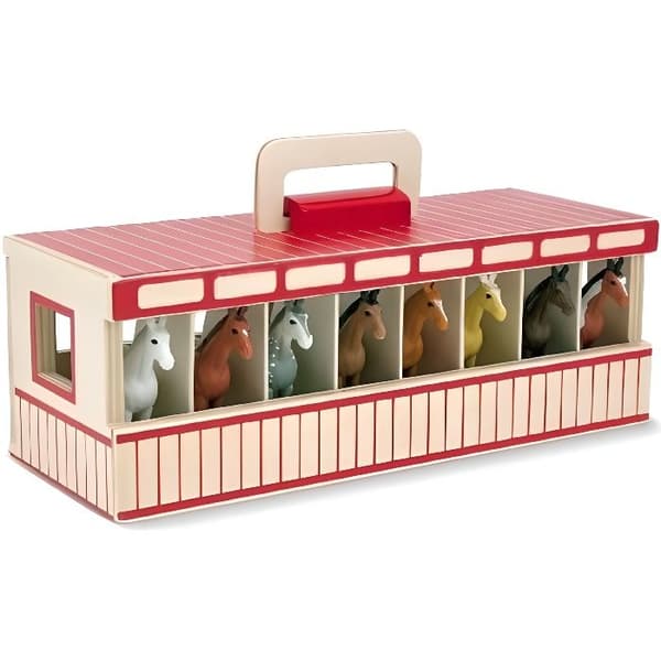 Stall för utställningshästar - MELISSA &amp; DOUG - Trä - 8 st utställningshästar
