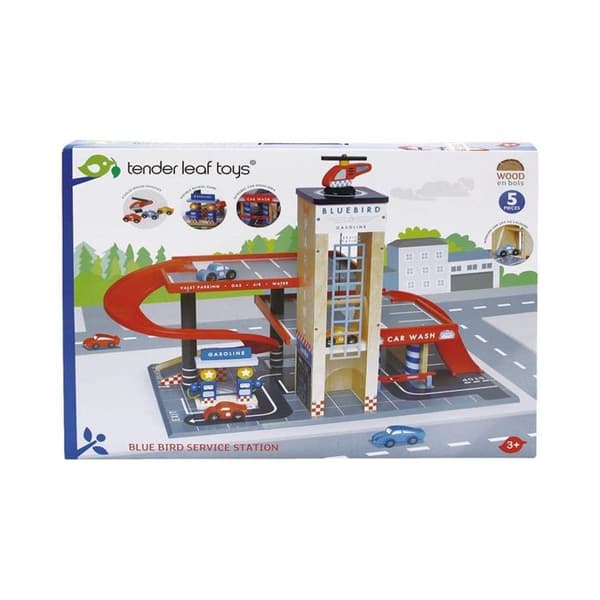 Bilgarage och junior träverkstad - Tender Leaf Toys - 5 stycken - Flerfärgad