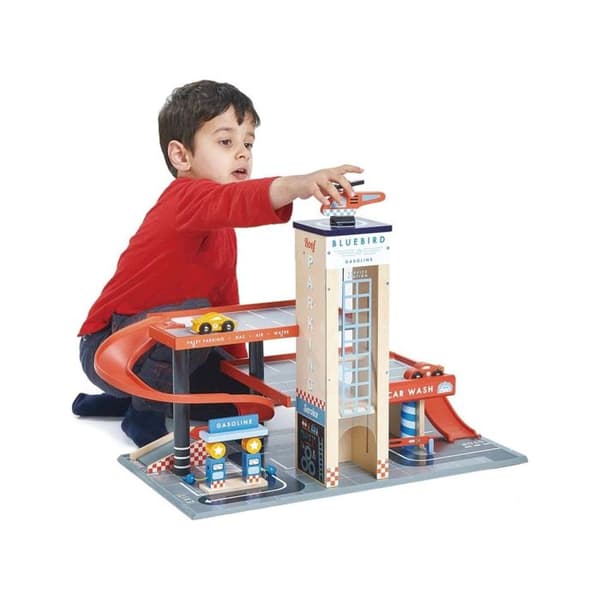 Bilgarage och junior träverkstad - Tender Leaf Toys - 5 stycken - Flerfärgad