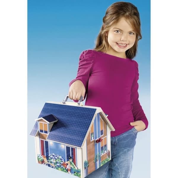 PLAYMOBIL 70985 Blue Transportable House, 3 tecken, Tillbehör ingår, 70985, Dockhus, Det traditionella huset