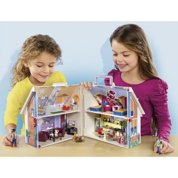 PLAYMOBIL 70985 Blue Transportable House, 3 tecken, Tillbehör ingår, 70985, Dockhus, Det traditionella huset