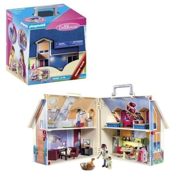 PLAYMOBIL 70985 Blue Transportable House, 3 tecken, Tillbehör ingår, 70985, Dockhus, Det traditionella huset