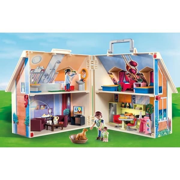 PLAYMOBIL 70985 Blue Transportable House, 3 tecken, Tillbehör ingår, 70985, Dockhus, Det traditionella huset