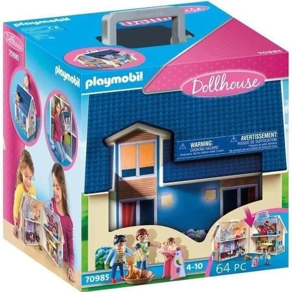 PLAYMOBIL 70985 Blue Transportable House, 3 tecken, Tillbehör ingår, 70985, Dockhus, Det traditionella huset