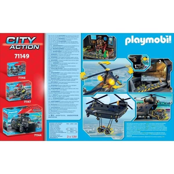 PLAYMOBIL 71149 Special Forces Transport Helikopter, Poliser, City Action, Elite Unit, 117 stycken, 5 år och uppåt