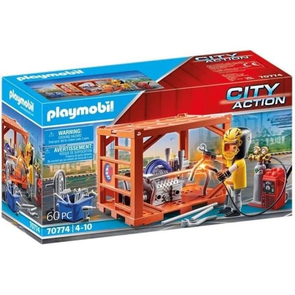 PLAYMOBIL - 70774 - Arbetare och container - Flerfärgad - Vuxen - Blandade material
