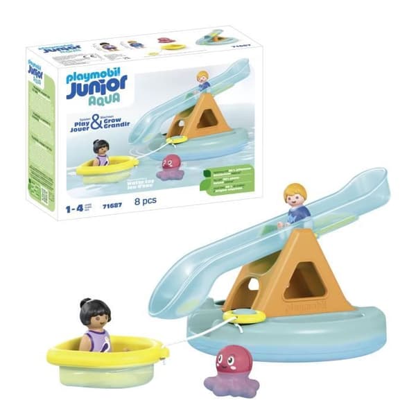 PLAYMOBIL Junior 71687 Ö-ö med vattenrutschkana, Badleksak, Från 12 månader