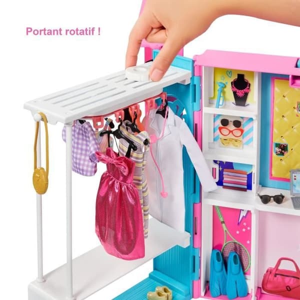 BARBIE - Barbie och hennes lyxiga omklädningsrum - 4 kompletta outfits + 25 accessoarer - Rosa