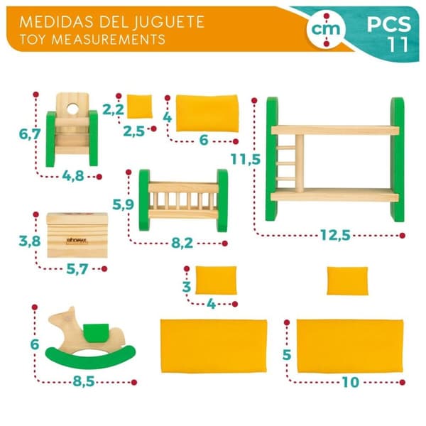 Doll's house bedroom Woomax (6 antal)