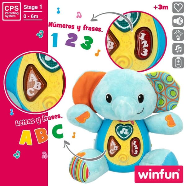 Mjukdjur med ljud Winfun Elefant 17 x 17,5 x 10 cm (6 antal)