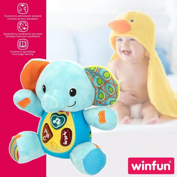 Mjukdjur med ljud Winfun Elefant 17 x 17,5 x 10 cm (6 antal)