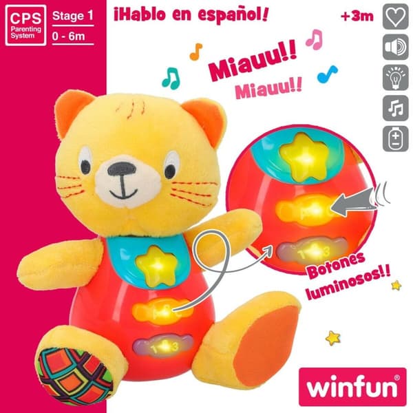 Mjukdjur med ljud Winfun Katt 16 x 17,5 x 10,5 cm (6 antal)