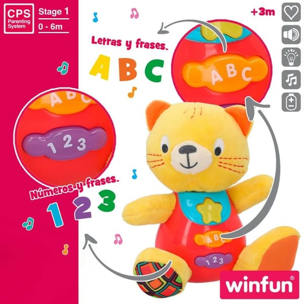 Mjukdjur med ljud Winfun Katt 16 x 17,5 x 10,5 cm (6 antal)