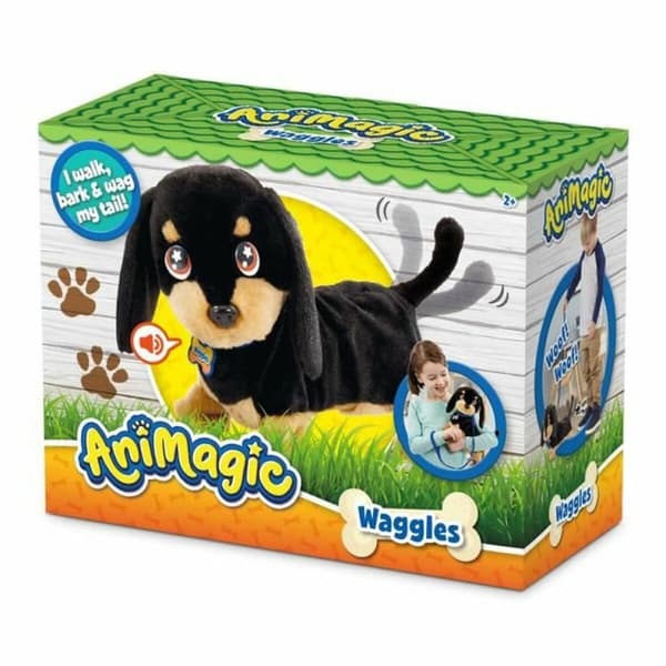 Mjukisleksak Animagic Waggles on the go med ljud Brun