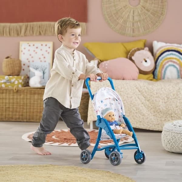 Teddy Bear Barnvagn - COROLLE - 30cm babytillbehör - Blå - Lätt och lätt att använda
