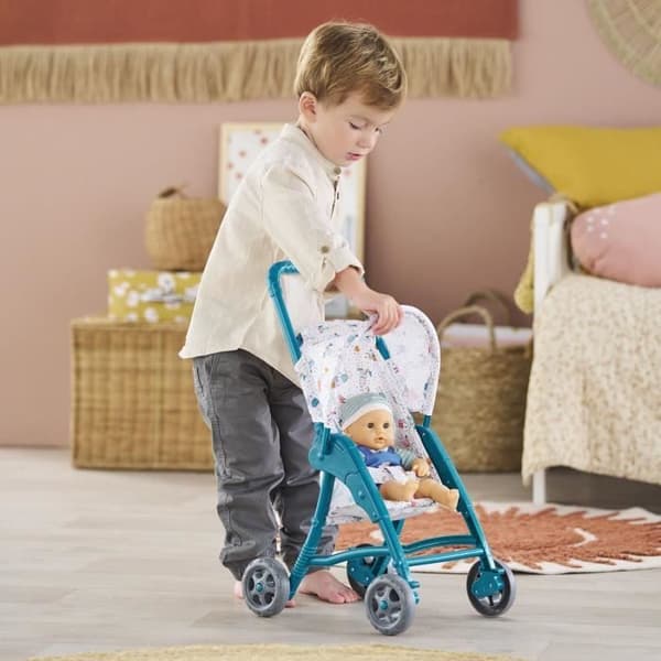 Teddy Bear Barnvagn - COROLLE - 30cm babytillbehör - Blå - Lätt och lätt att använda