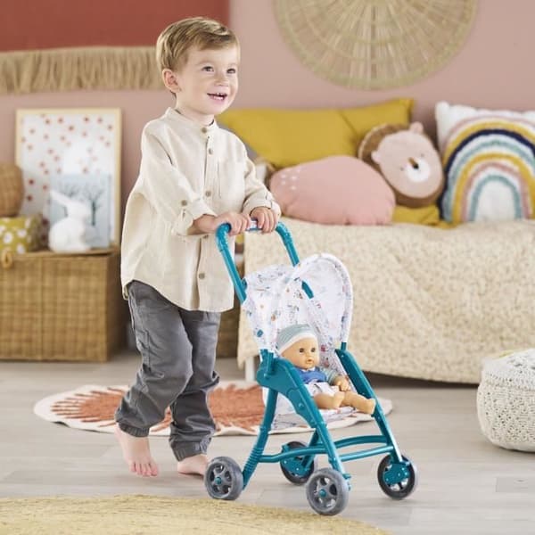 Teddy Bear Barnvagn - COROLLE - 30cm babytillbehör - Blå - Lätt och lätt att använda