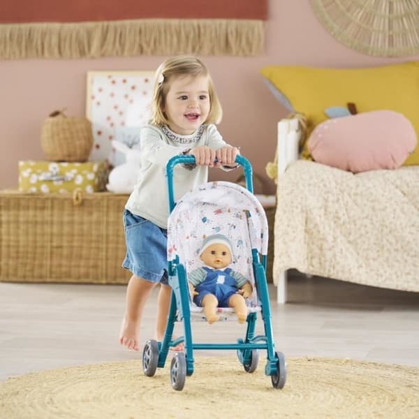 Teddy Bear Barnvagn - COROLLE - 30cm babytillbehör - Blå - Lätt och lätt att använda