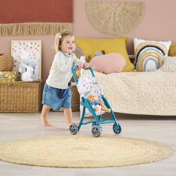 Teddy Bear Barnvagn - COROLLE - 30cm babytillbehör - Blå - Lätt och lätt att använda