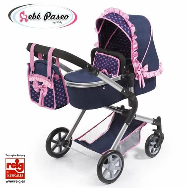 Lille Barnevogn til Dukker Reig Combi 62 cm 82 x 79 x 38,5 cm Marineblå