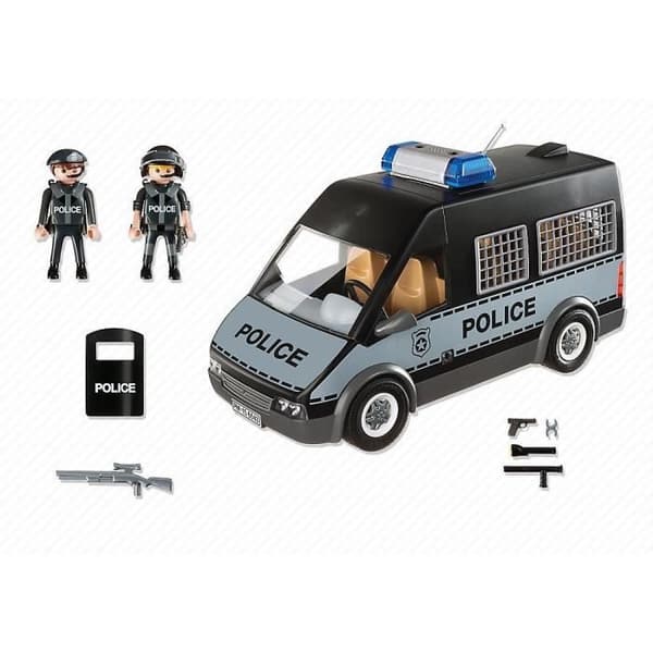 PLAYMOBIL 6043 Polisbil med siren och blinkande ljus, City Action Poliser, 56 stycken, För barn från 4 år och uppåt